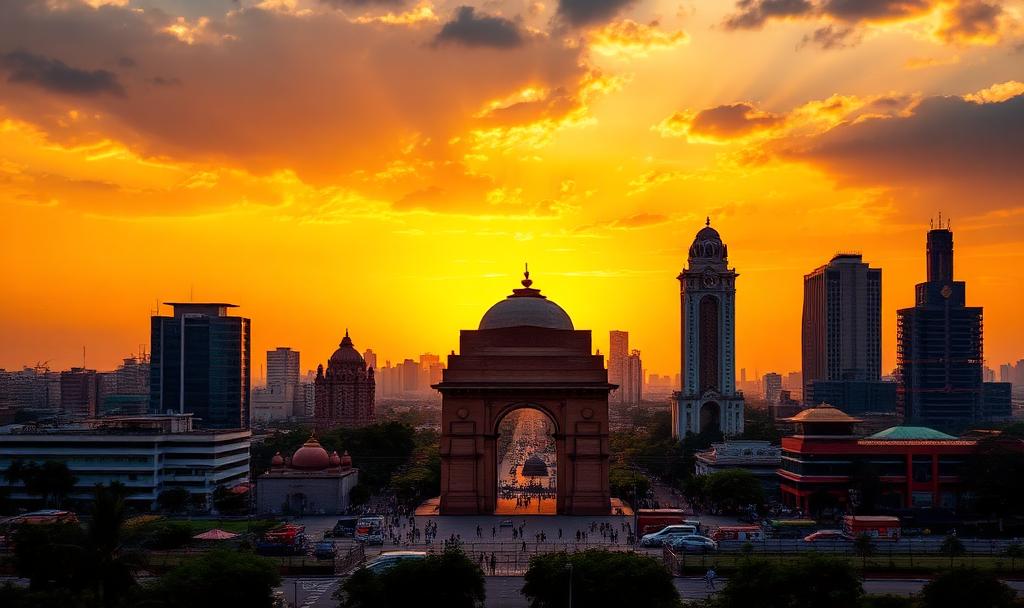 Delhi NCR skyline with corporate offices and recruitment hub for IT and BPO hiring