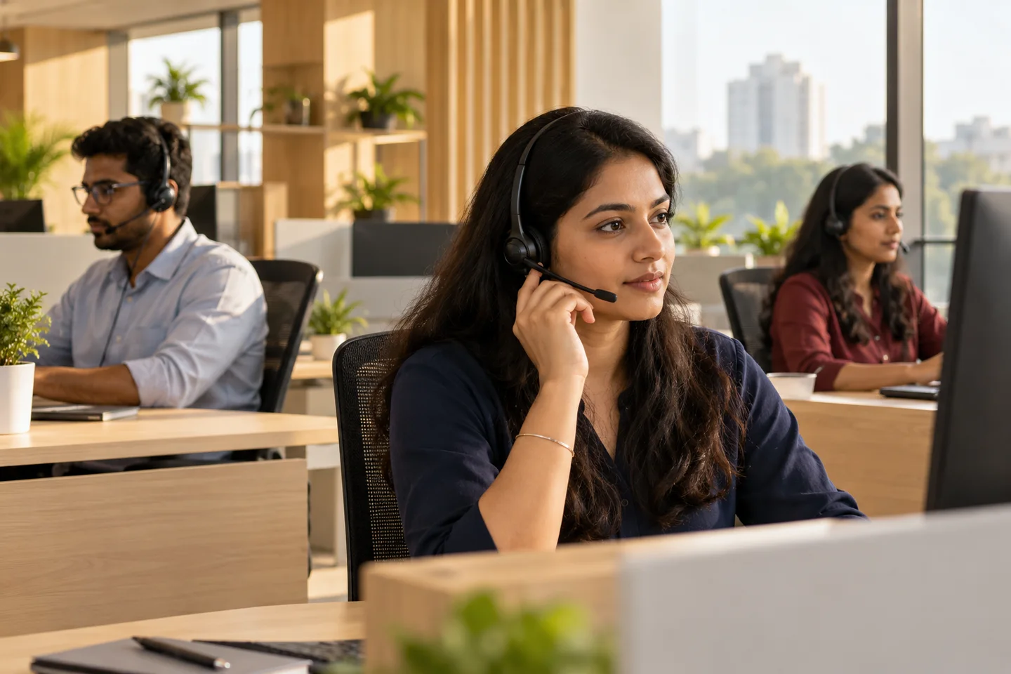 Illustrative scene of bpo & customer operations professionals at work